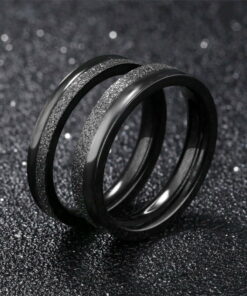 CoupleStar Stainless Steel Black Frosted Matte Couple Rings