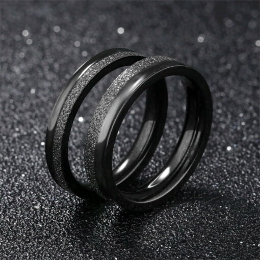 CoupleStar Stainless Steel Black Frosted Matte Couple Rings