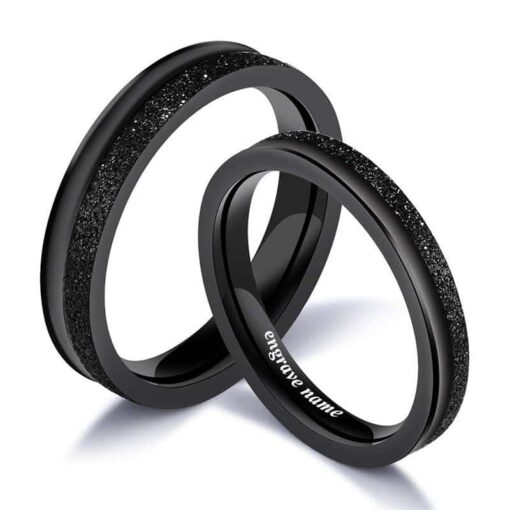 CoupleStar Stainless Steel Black Frosted Matte Couple Rings