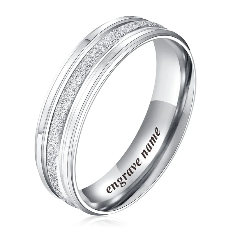 CoupleStar Stainless Steel Frosted Silver Couple Rings