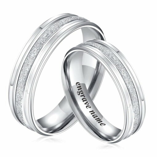 CoupleStar Stainless Steel Frosted Silver Couple Rings