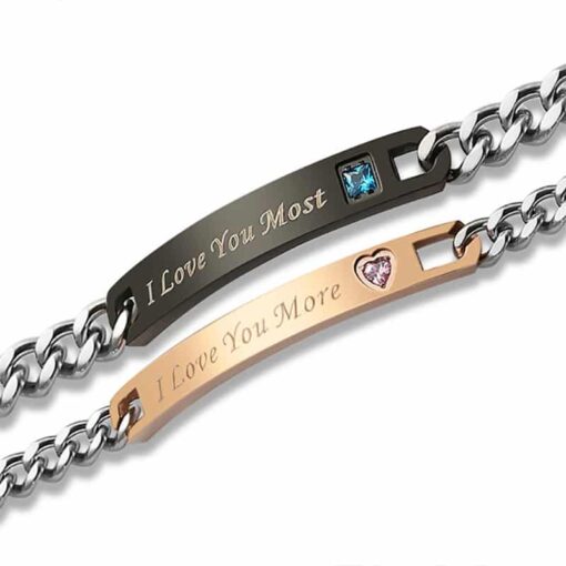 CoupleStar I Love You More I Love You Most Bracelets [Set of 2]