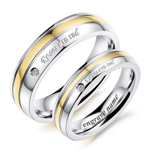 CoupleStar Stainless Steel Rose Are Red Couple Rings