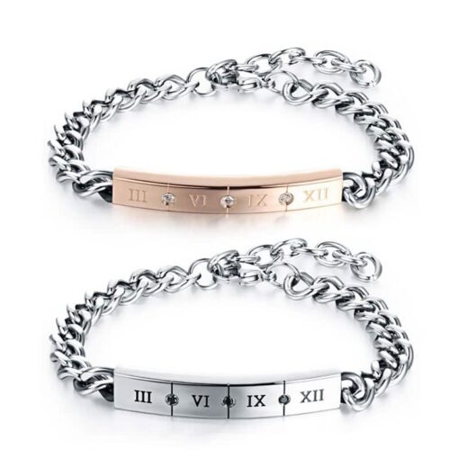 CoupleStar Customize Stainless Steel Roman Numeral Bracelets