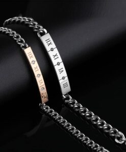 CoupleStar Customize Stainless Steel Roman Numeral Bracelets