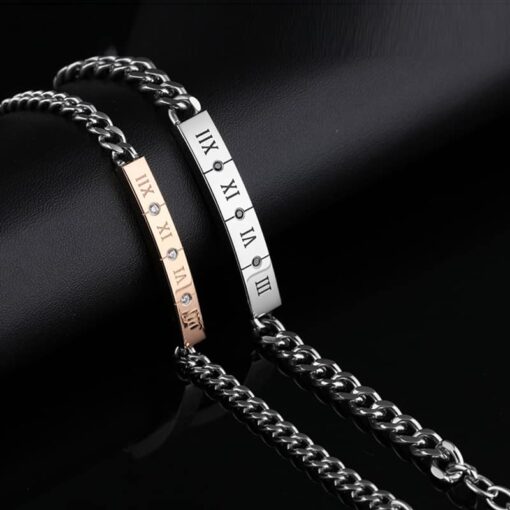 CoupleStar Customize Stainless Steel Roman Numeral Bracelets