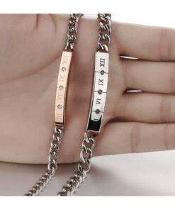 CoupleStar Customize Stainless Steel Roman Numeral Bracelets