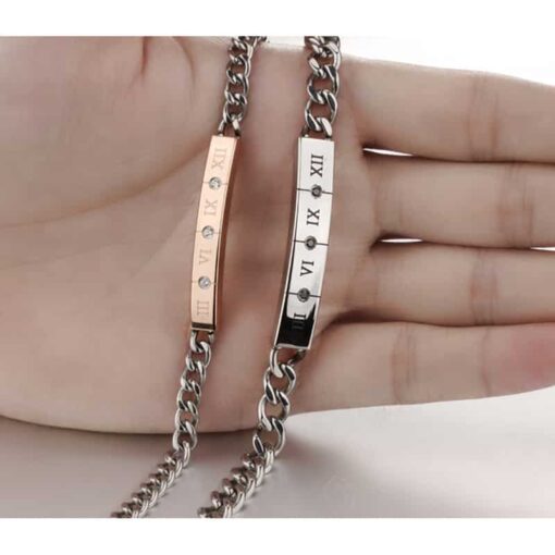 CoupleStar Customize Stainless Steel Roman Numeral Bracelets