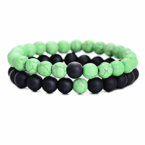 CoupleStar Distance Bracelets, Yin Yang Beaded Bracelets [Set of 2]