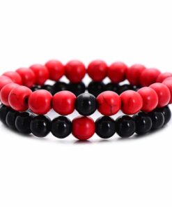 CoupleStar Distance Bracelets, Yin Yang Beaded Bracelets [Set of 2]