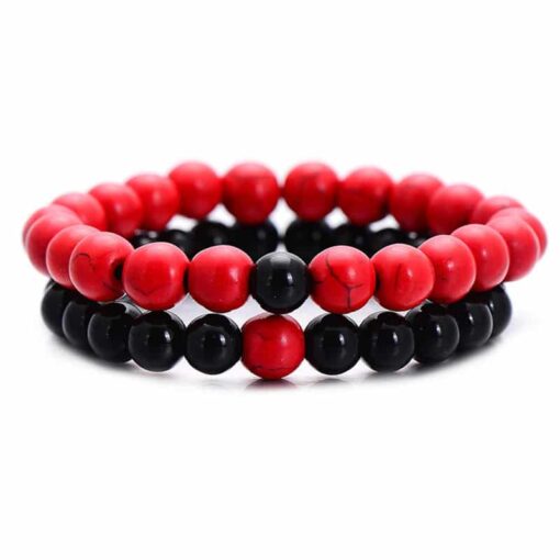 CoupleStar Distance Bracelets, Yin Yang Beaded Bracelets [Set of 2]