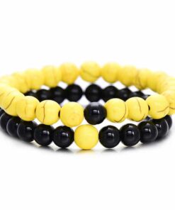 CoupleStar Distance Bracelets, Yin Yang Beaded Bracelets [Set of 2]