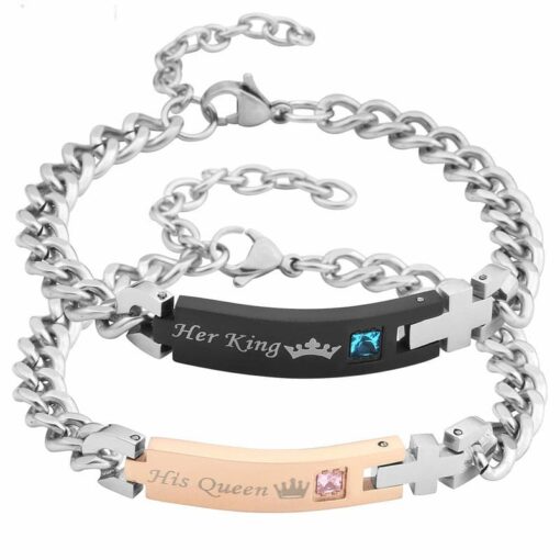 CoupleStar Her King His Queen Crown Cross Couple Bracelets