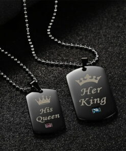 CoupleStar His Queen Her King Couple Pendant Necklace