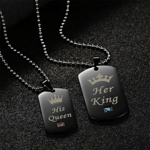 CoupleStar His Queen Her King Couple Pendant Necklace
