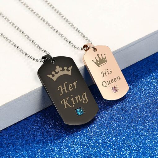 CoupleStar Her King His Queen Stainless Steel Couple Necklaces