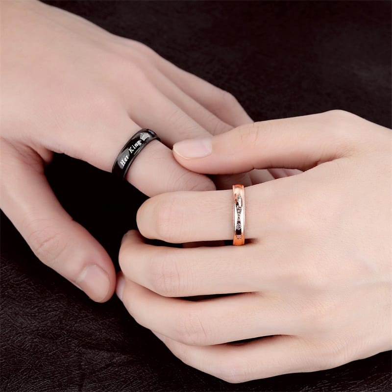 Buy Fashion Frill Romantic Her King Her Queen Ring Crystal Silver Plated  Ring Couple Ring For Women Girls Men Boys Stainless Steel Ring Online at  Best Prices in India - JioMart.