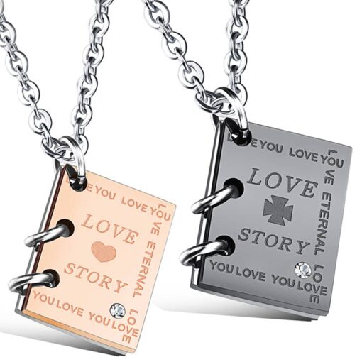 CoupleStar Love Story Notebook Stainless Steel Charm Necklaces