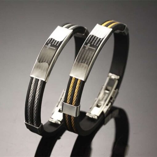 CoupleStar Silicone Stainless Steel Cross Bracelets