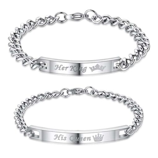 CoupleStar Her King His Queen Silver Bracelets