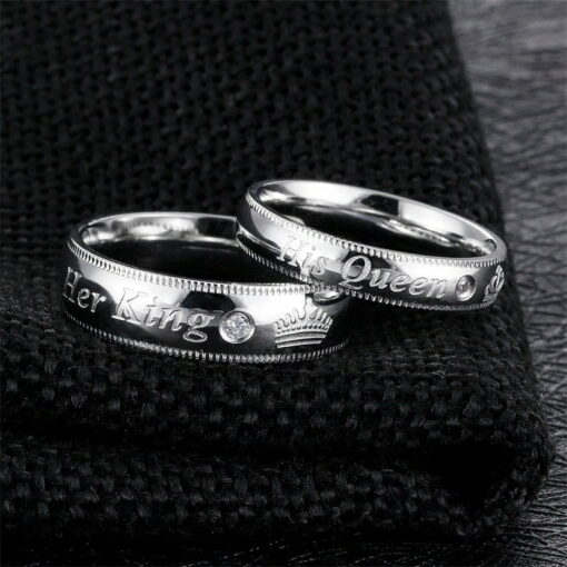 CoupleStar Her King His Queen Stainless Steel Engagement Rings