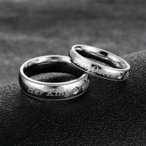 CoupleStar Her King His Queen Stainless Steel Engagement Rings