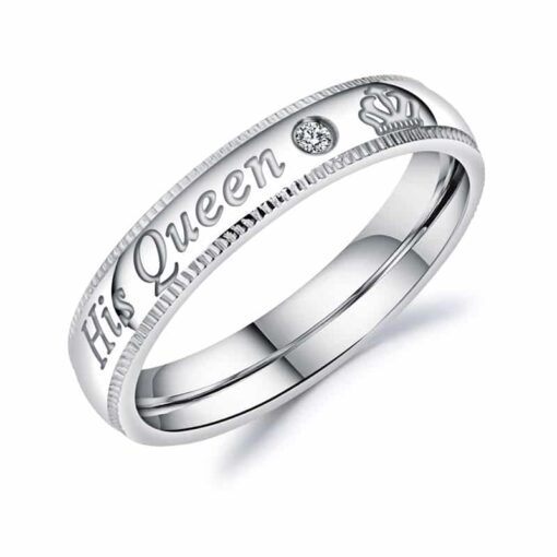 CoupleStar Her King His Queen Stainless Steel Engagement Rings