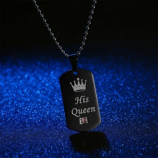 CoupleStar His Queen Her King Couple Pendant Necklace