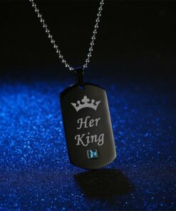 CoupleStar His Queen Her King Couple Pendant Necklace