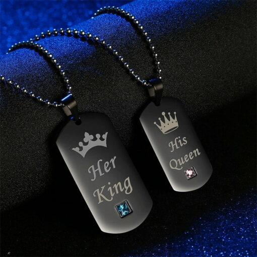 CoupleStar His Queen Her King Couple Pendant Necklace