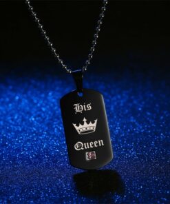 CoupleStar His Queen Her King Crown Tag Pendant Matching Set