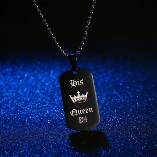 CoupleStar His Queen Her King Crown Tag Pendant Matching Set