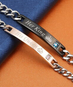 CoupleStar Couple Bracelets, Her King His Queen Bracelets [Set of 2]