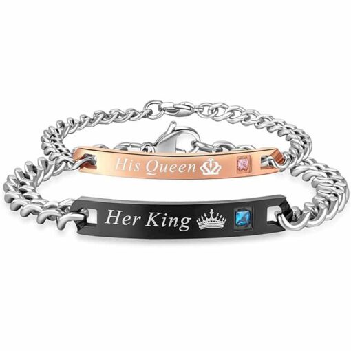 CoupleStar Couple Bracelets, Her King His Queen Bracelets [Set of 2]