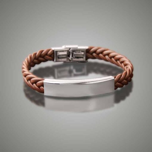 CoupleStar Personalized Leather Bracelet With Custom Engraving