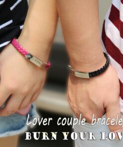 CoupleStar Personalized Leather Bracelet With Custom Engraving