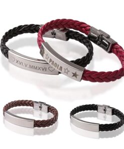 CoupleStar Personalized Leather Bracelet With Custom Engraving