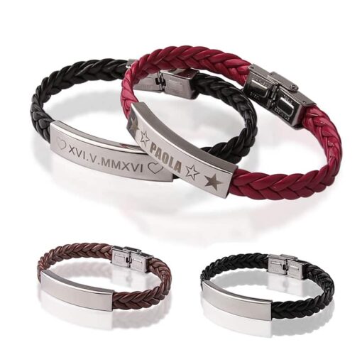 CoupleStar Personalized Leather Bracelet With Custom Engraving