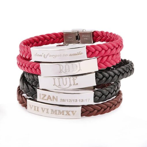 CoupleStar Personalized Leather Bracelet With Custom Engraving