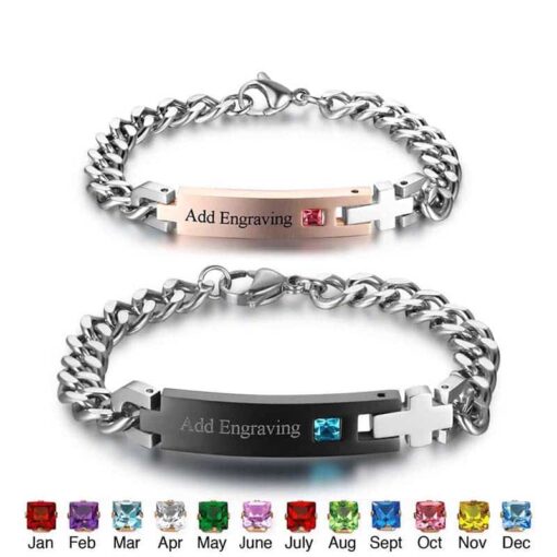 CoupleStar Personalized Name Bracelet With Birthstone