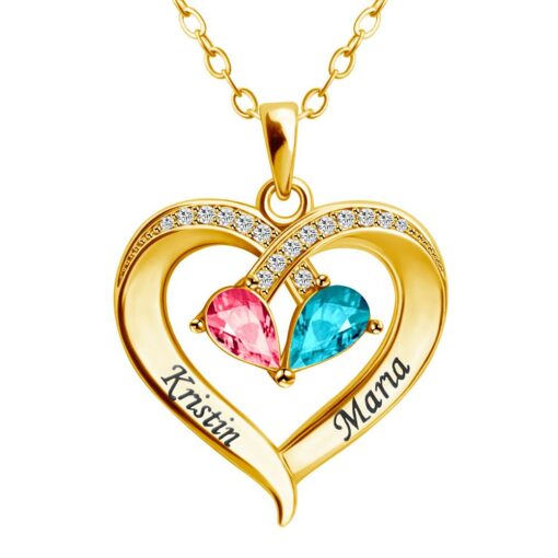 CoupleStar Valentine's Day Gift Forever Love Birthstone & Diamond Heart Pendant Necklace