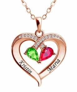 CoupleStar Valentine's Day Gift Forever Love Birthstone & Diamond Heart Pendant Necklace