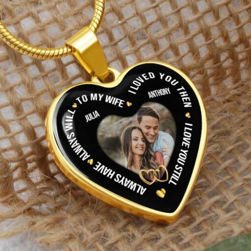 CoupleStar Stainless Steel or 18k Gold Finish Engraved Heart Pendant To My Wife