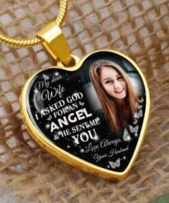 CoupleStar My Dear Wife I Asked God for an Angel and He Sent Me You from Your Husband Heart Pendant Necklace