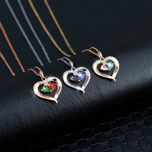 CoupleStar Valentine's Day Gift Forever Love Birthstone & Diamond Heart Pendant Necklace